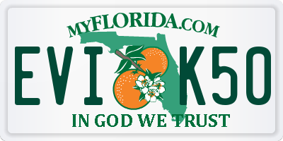 FL license plate EVIK50