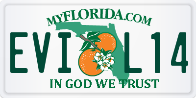 FL license plate EVIL14