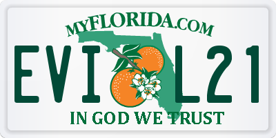 FL license plate EVIL21