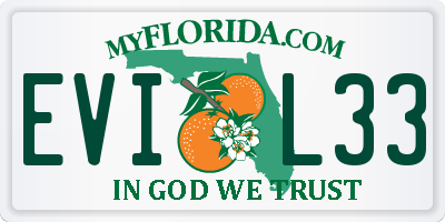 FL license plate EVIL33