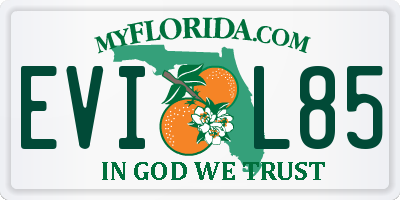 FL license plate EVIL85