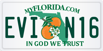 FL license plate EVIN16