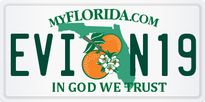 FL license plate EVIN19