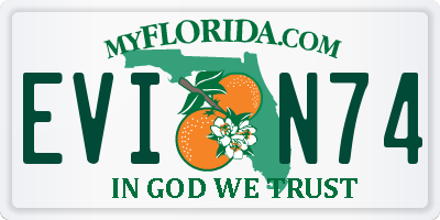 FL license plate EVIN74
