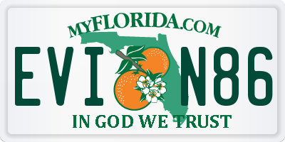 FL license plate EVIN86
