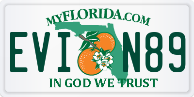 FL license plate EVIN89