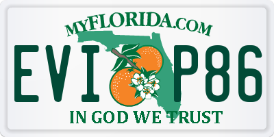 FL license plate EVIP86