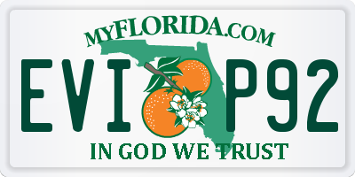 FL license plate EVIP92