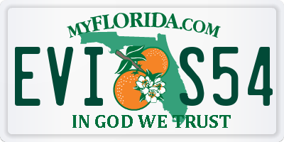 FL license plate EVIS54