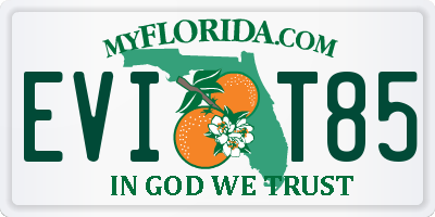 FL license plate EVIT85
