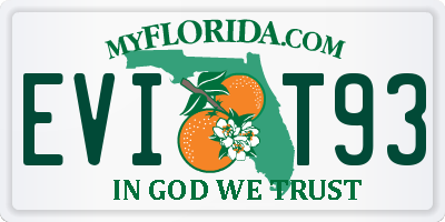 FL license plate EVIT93