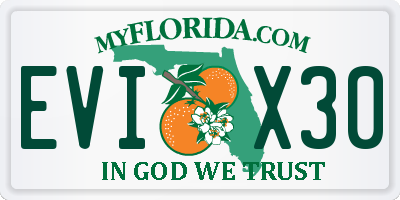 FL license plate EVIX30