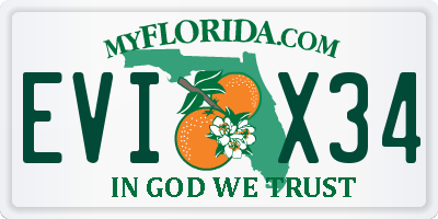 FL license plate EVIX34