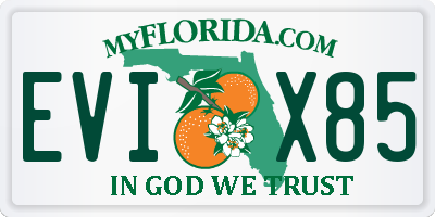 FL license plate EVIX85