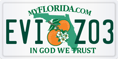 FL license plate EVIZ03