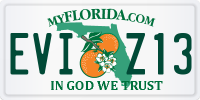FL license plate EVIZ13
