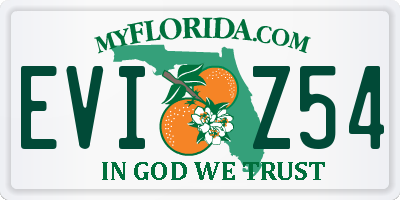 FL license plate EVIZ54
