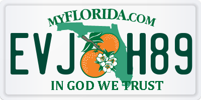 FL license plate EVJH89