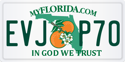 FL license plate EVJP70