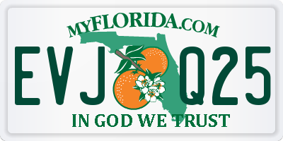 FL license plate EVJQ25