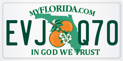 FL license plate EVJQ70