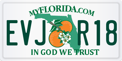 FL license plate EVJR18