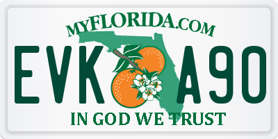 FL license plate EVKA90