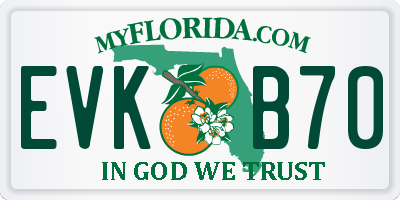 FL license plate EVKB70