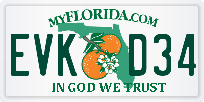 FL license plate EVKD34