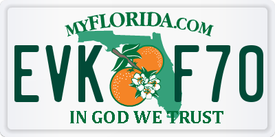 FL license plate EVKF70