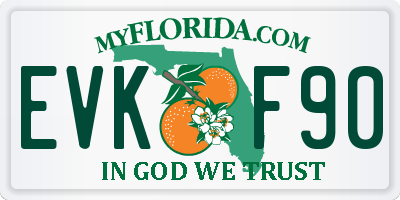 FL license plate EVKF90