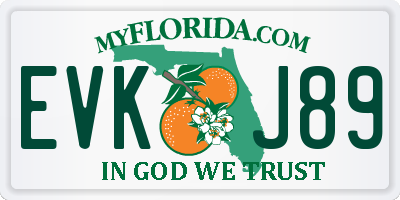 FL license plate EVKJ89