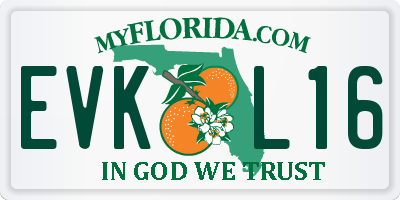 FL license plate EVKL16