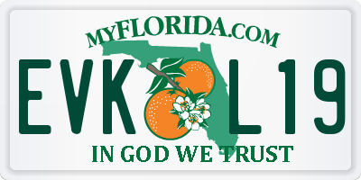 FL license plate EVKL19