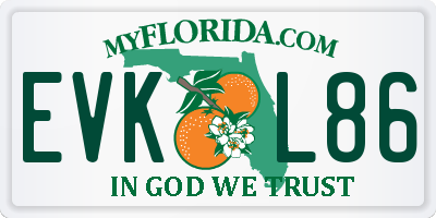 FL license plate EVKL86
