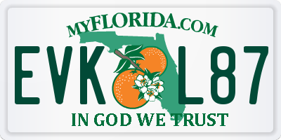 FL license plate EVKL87