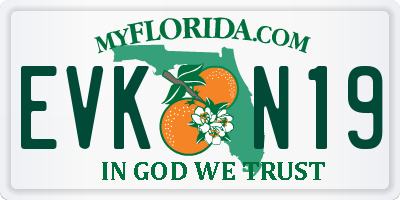 FL license plate EVKN19