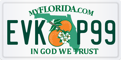 FL license plate EVKP99