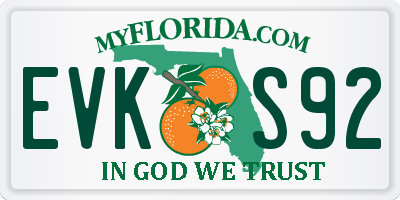 FL license plate EVKS92