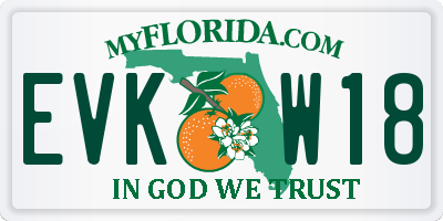 FL license plate EVKW18