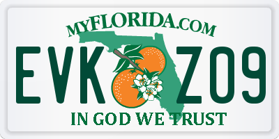 FL license plate EVKZ09