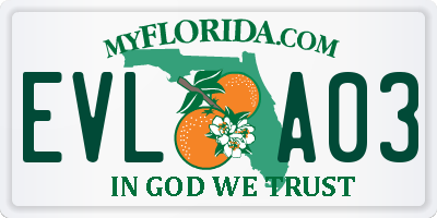 FL license plate EVLA03