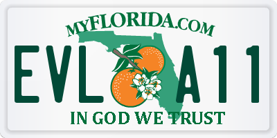 FL license plate EVLA11