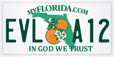 FL license plate EVLA12