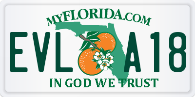 FL license plate EVLA18