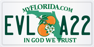 FL license plate EVLA22