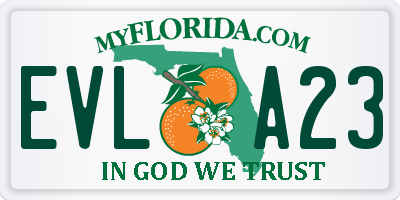 FL license plate EVLA23