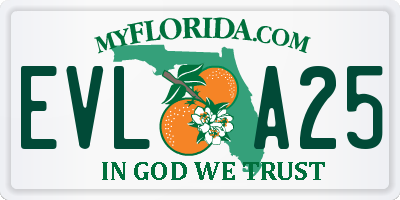 FL license plate EVLA25