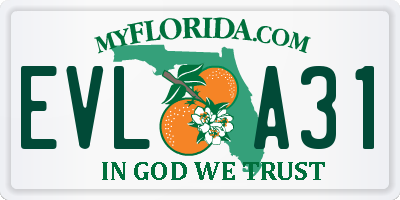 FL license plate EVLA31