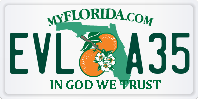 FL license plate EVLA35